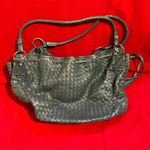 Adrienne Vittadini Braided Black Leather Bag